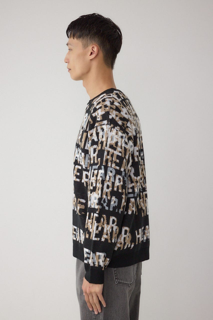 総ロゴペイントニットトップス 柄BLK M