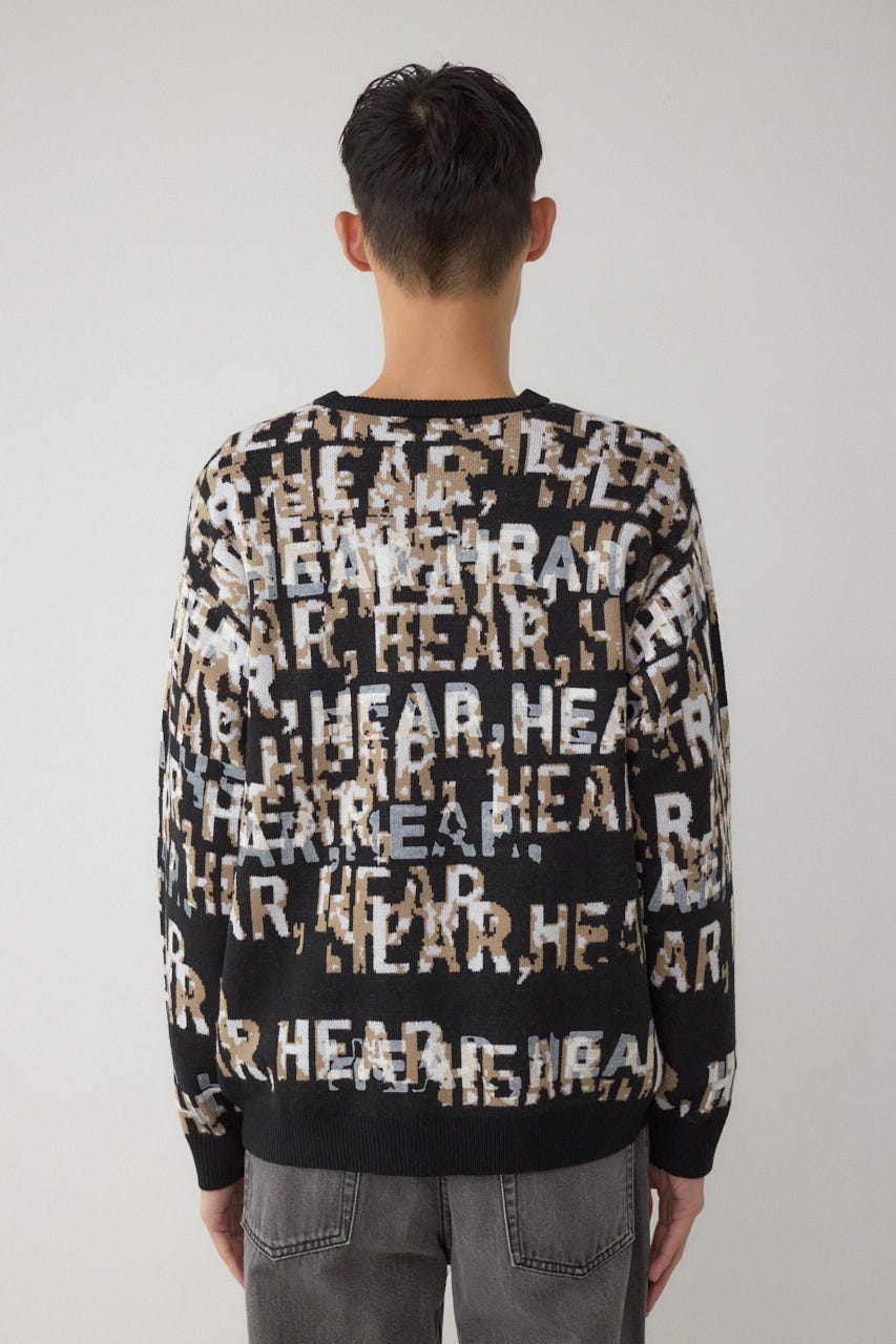 総ロゴペイントニットトップス 柄BLK M