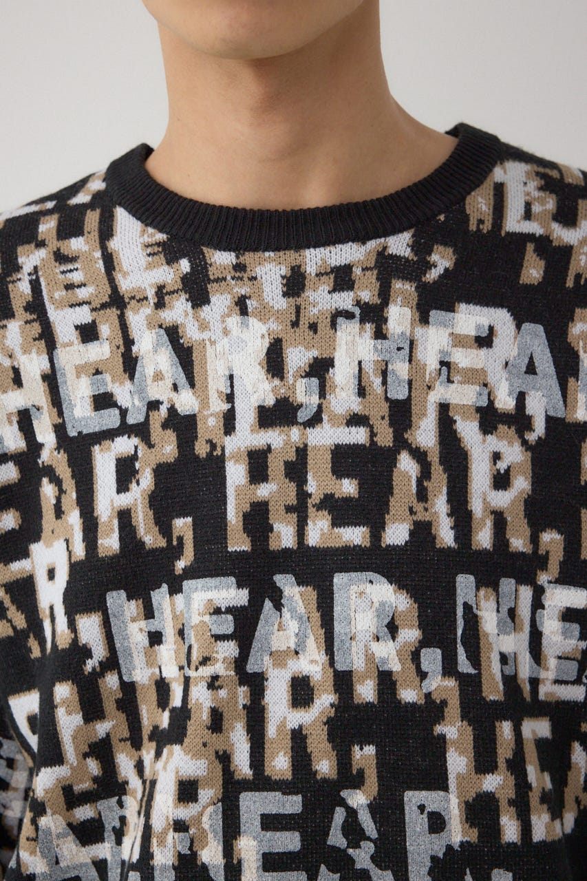 総ロゴペイントニットトップス 柄BLK M