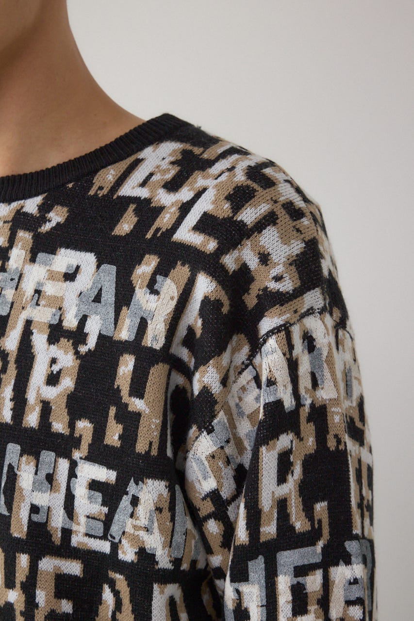 総ロゴペイントニットトップス 柄BLK M