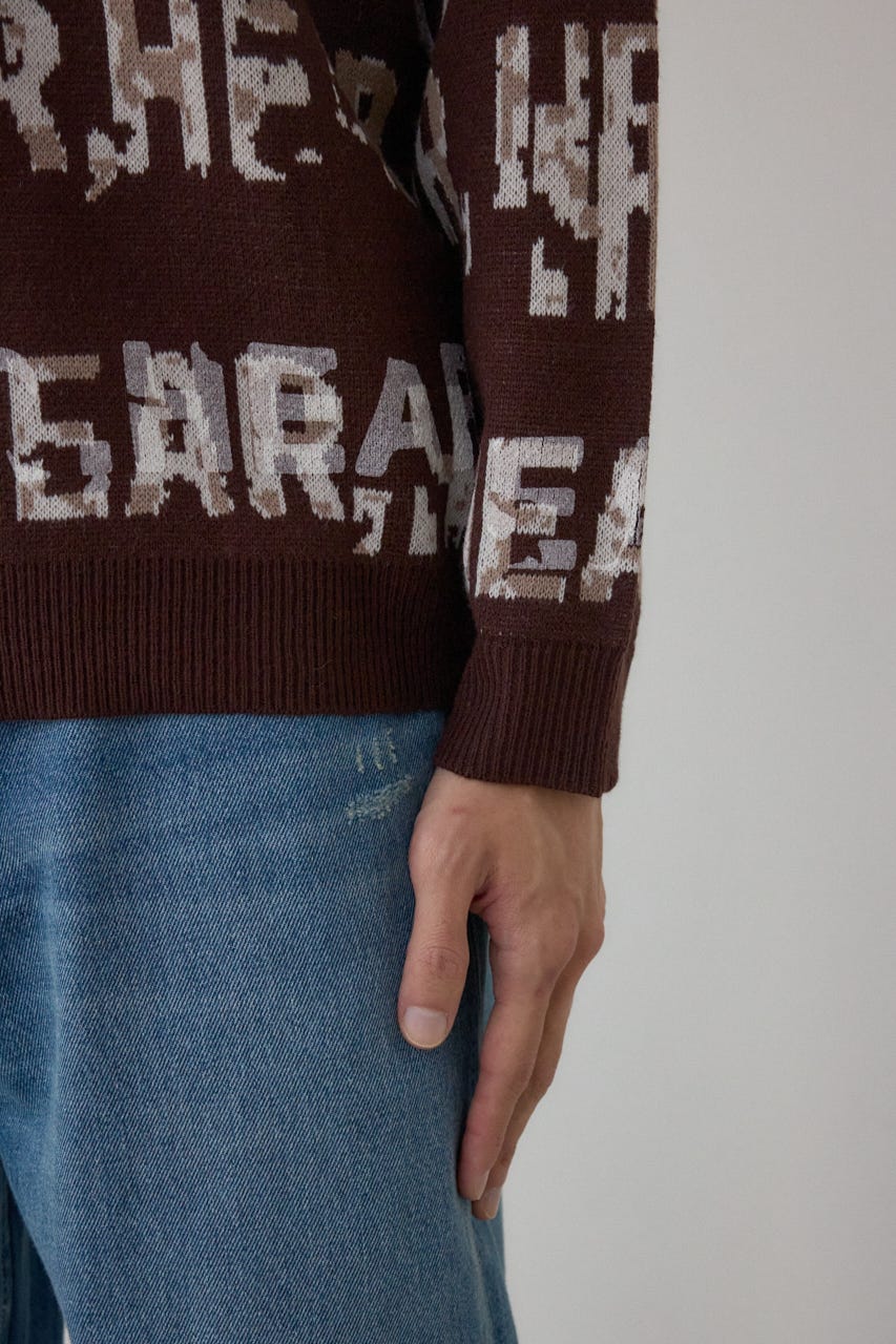 総ロゴペイントニットトップス 柄BRN M