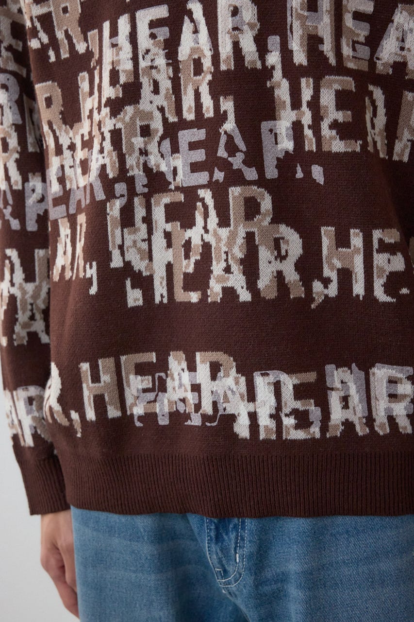 総ロゴペイントニットトップス 柄BRN M