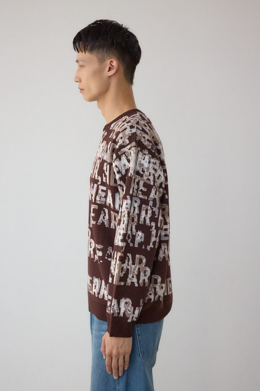 総ロゴペイントニットトップス 柄BRN M