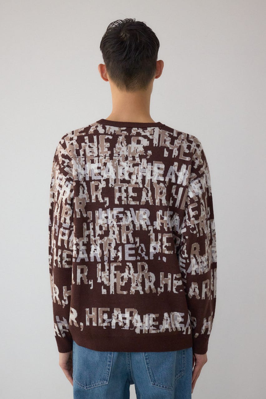 総ロゴペイントニットトップス 柄BRN M