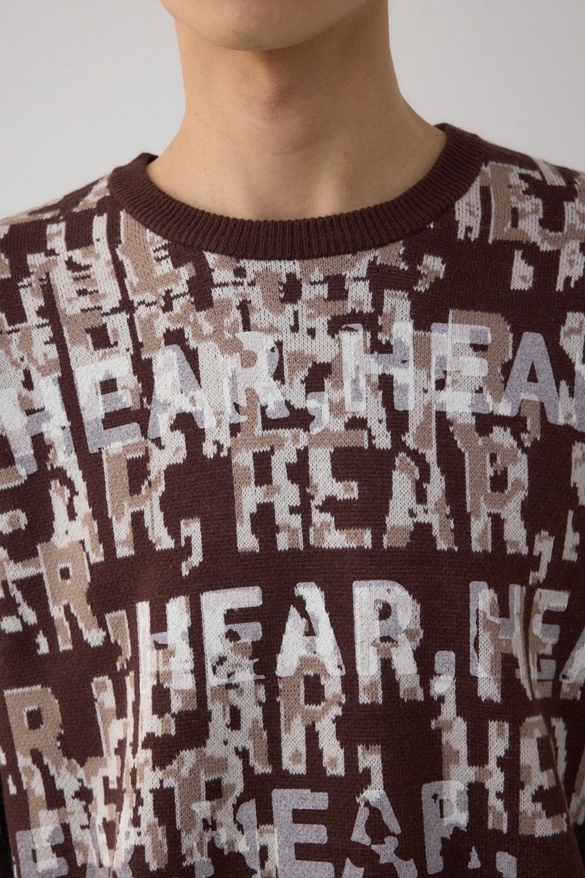 総ロゴペイントニットトップス 柄BRN M