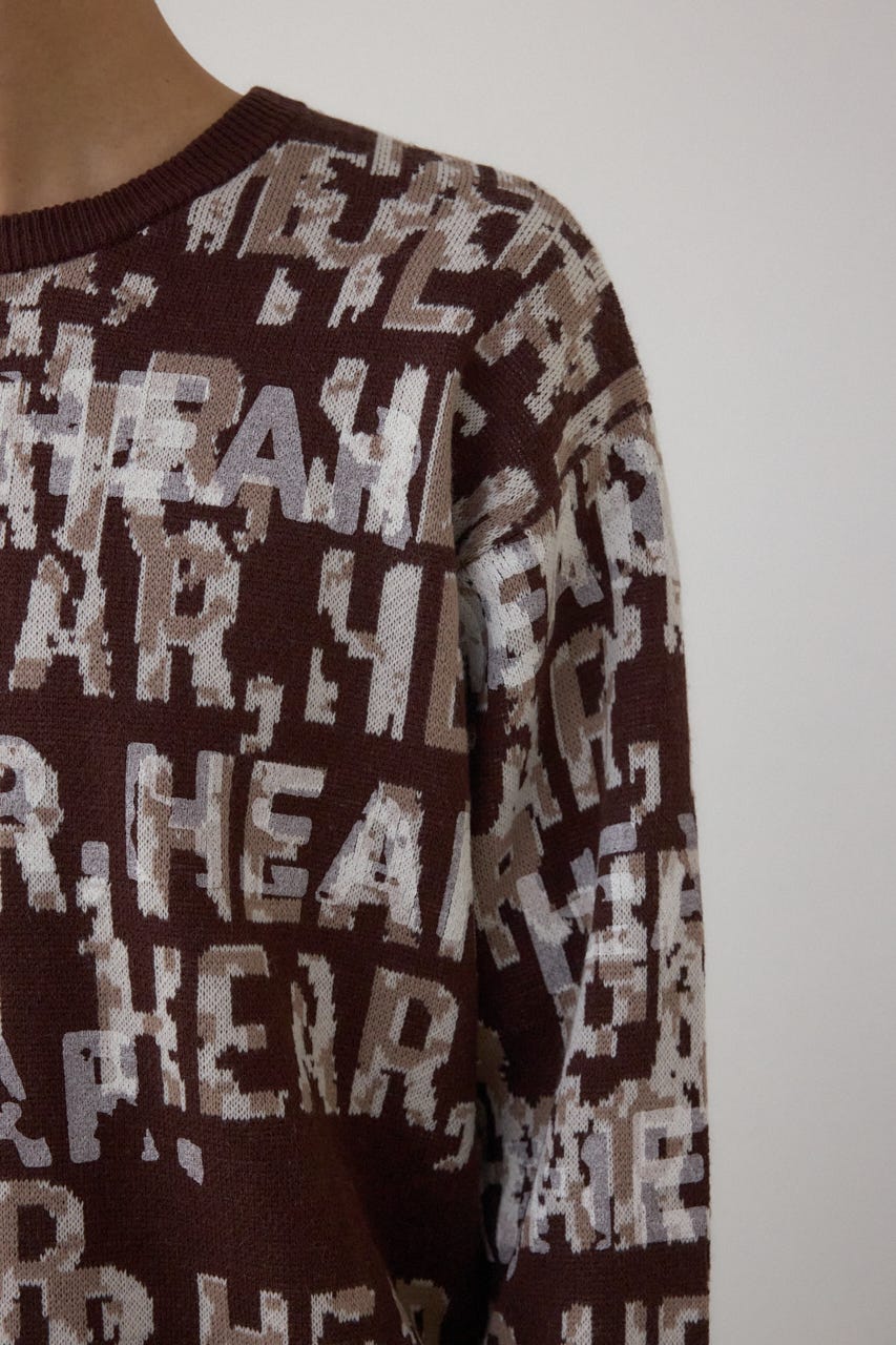 総ロゴペイントニットトップス 柄BRN M