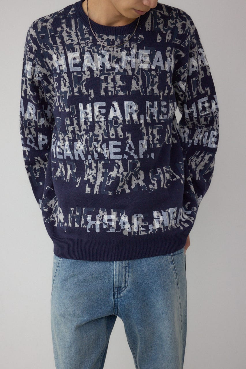 総ロゴペイントニットトップス 柄NVY M