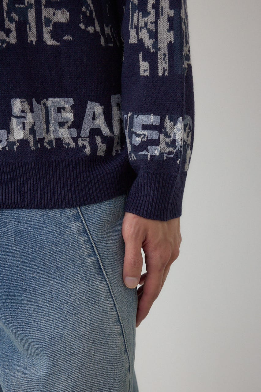 総ロゴペイントニットトップス 柄NVY M