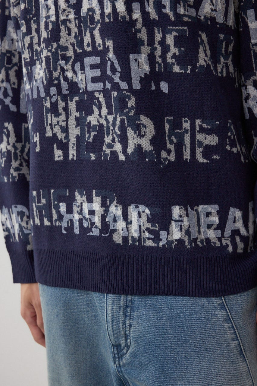 総ロゴペイントニットトップス 柄NVY M