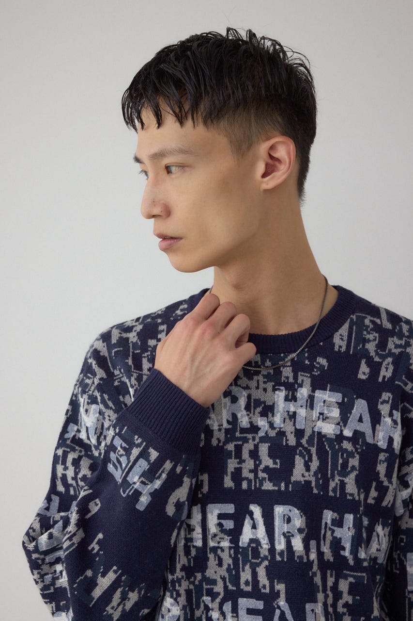 総ロゴペイントニットトップス 柄NVY M