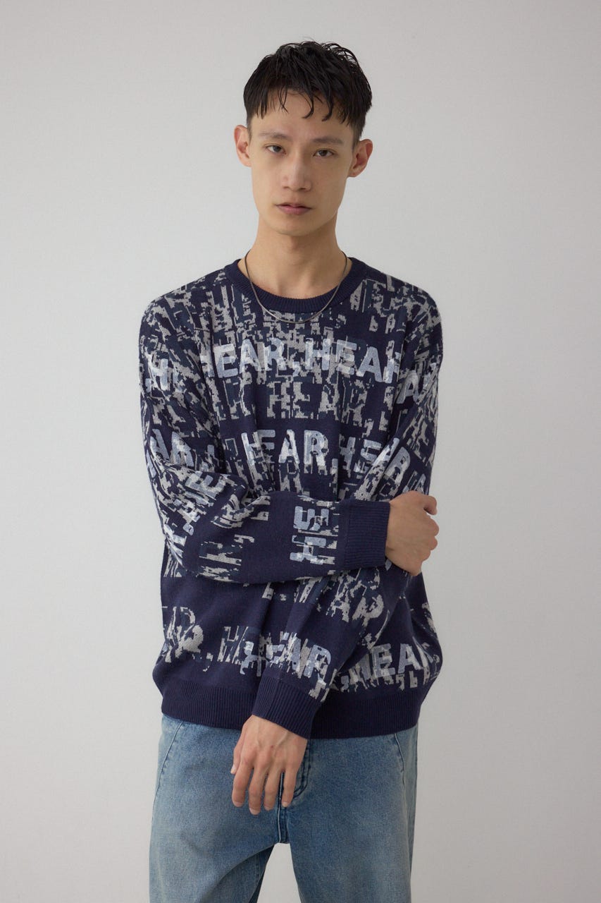 総ロゴペイントニットトップス 柄NVY M