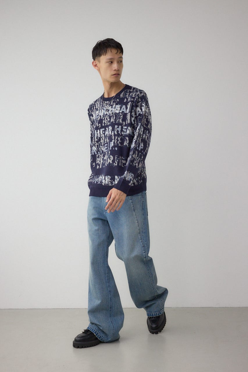 総ロゴペイントニットトップス 柄NVY M