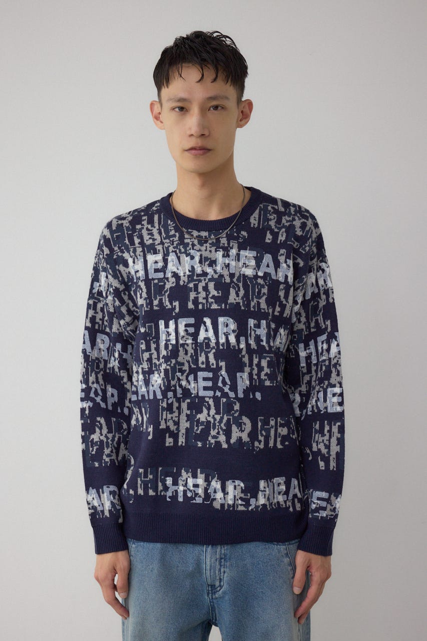 総ロゴペイントニットトップス 柄NVY M