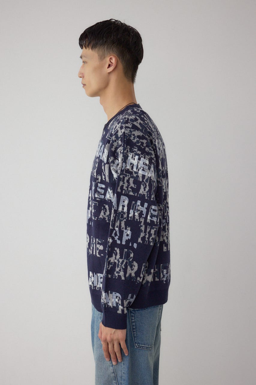 総ロゴペイントニットトップス 柄NVY M