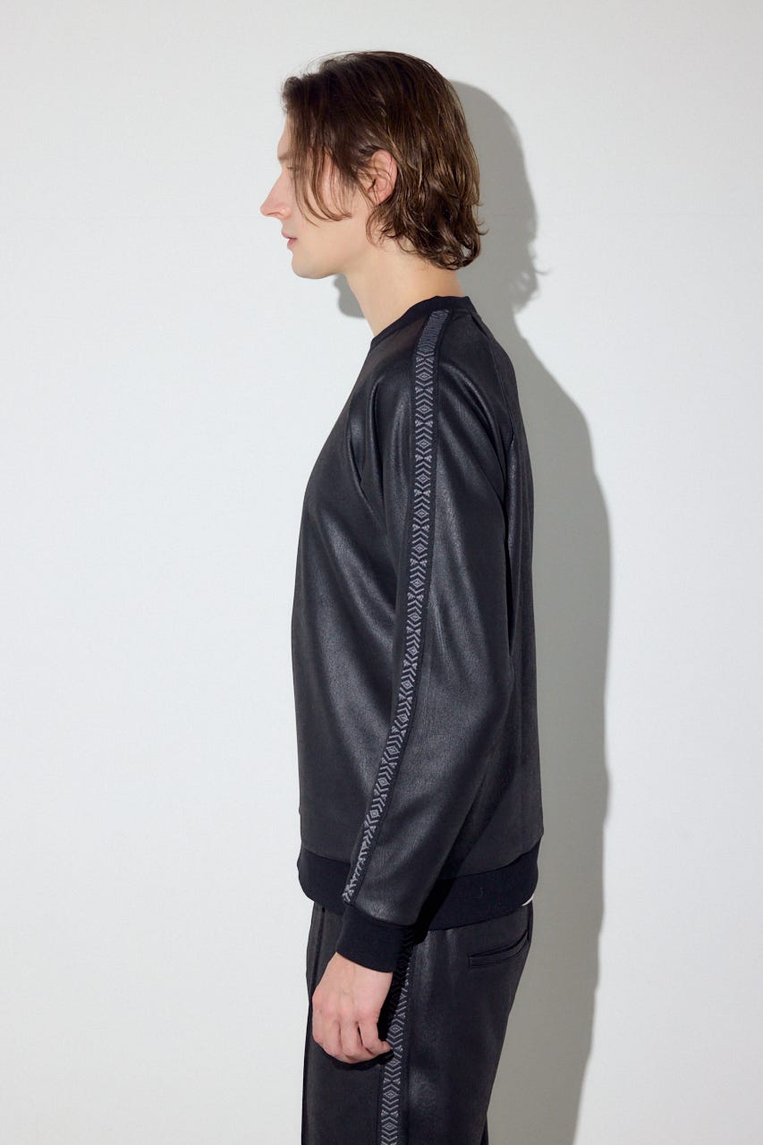 フェイクレザーライントップス BLK M