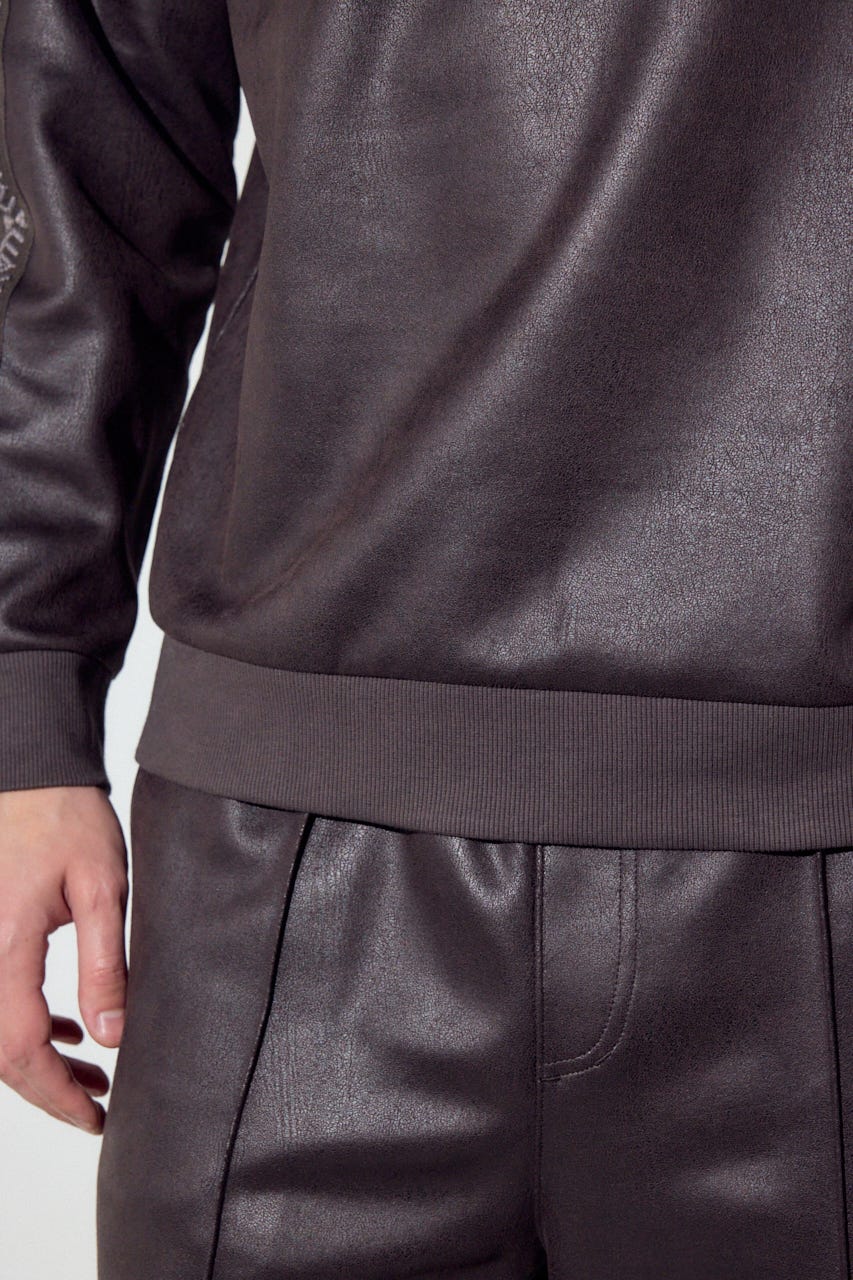 フェイクレザーライントップス BRN M