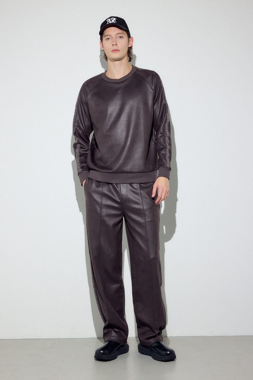 フェイクレザーライントップス BRN M