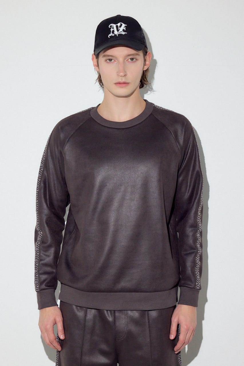 フェイクレザーライントップス BRN M