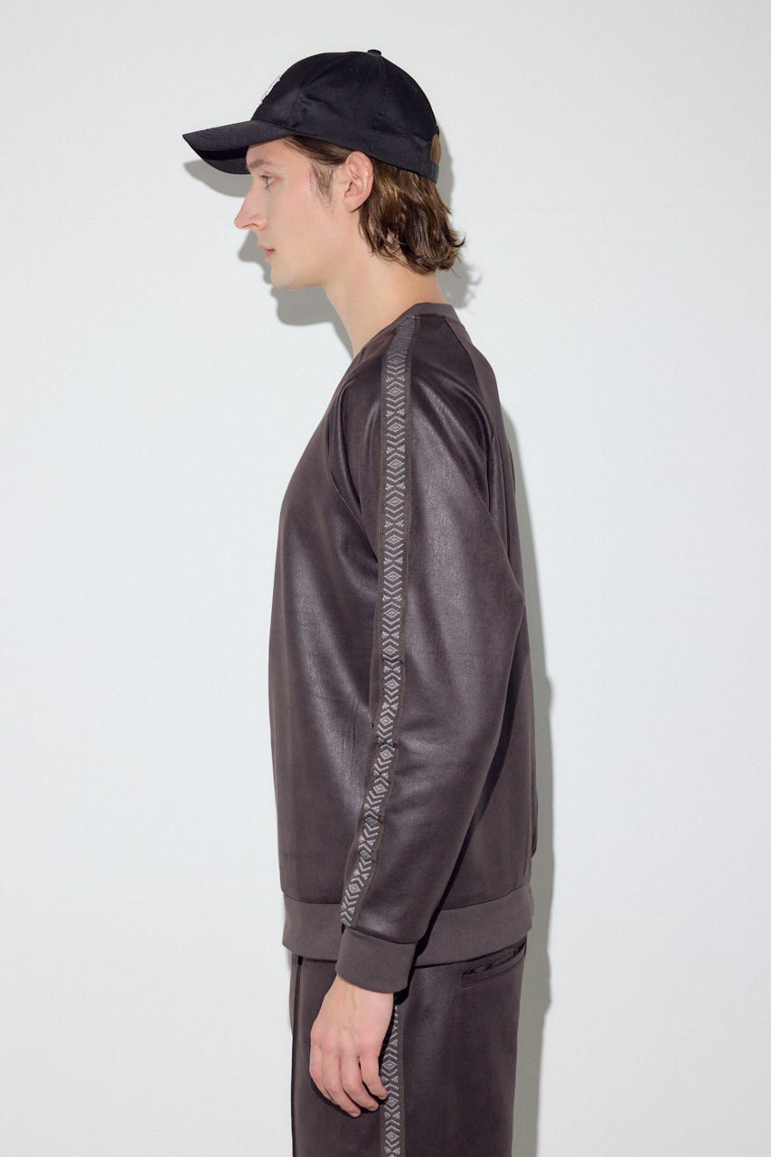 フェイクレザーライントップス BRN M