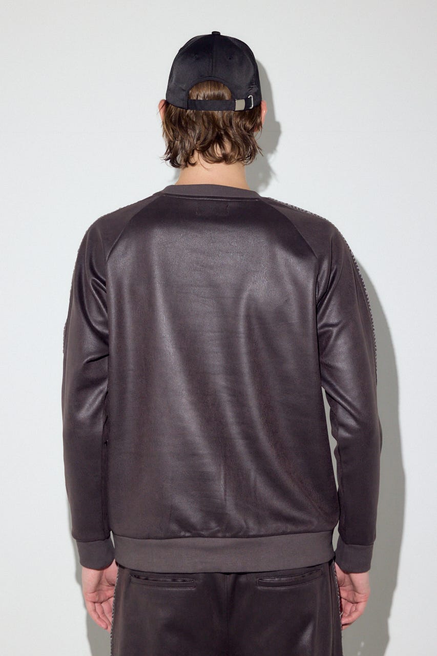 フェイクレザーライントップス BRN M