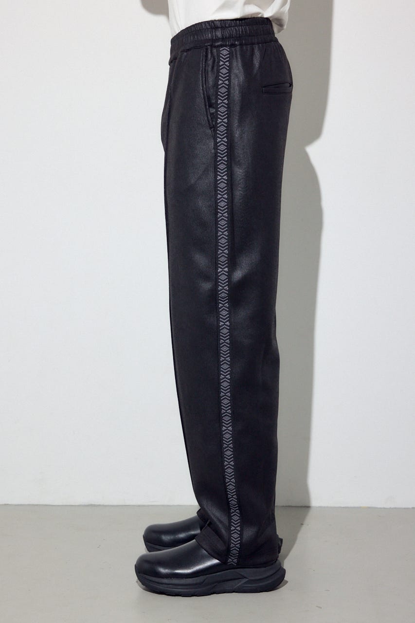 フェイクレザーラインパンツ BLK M