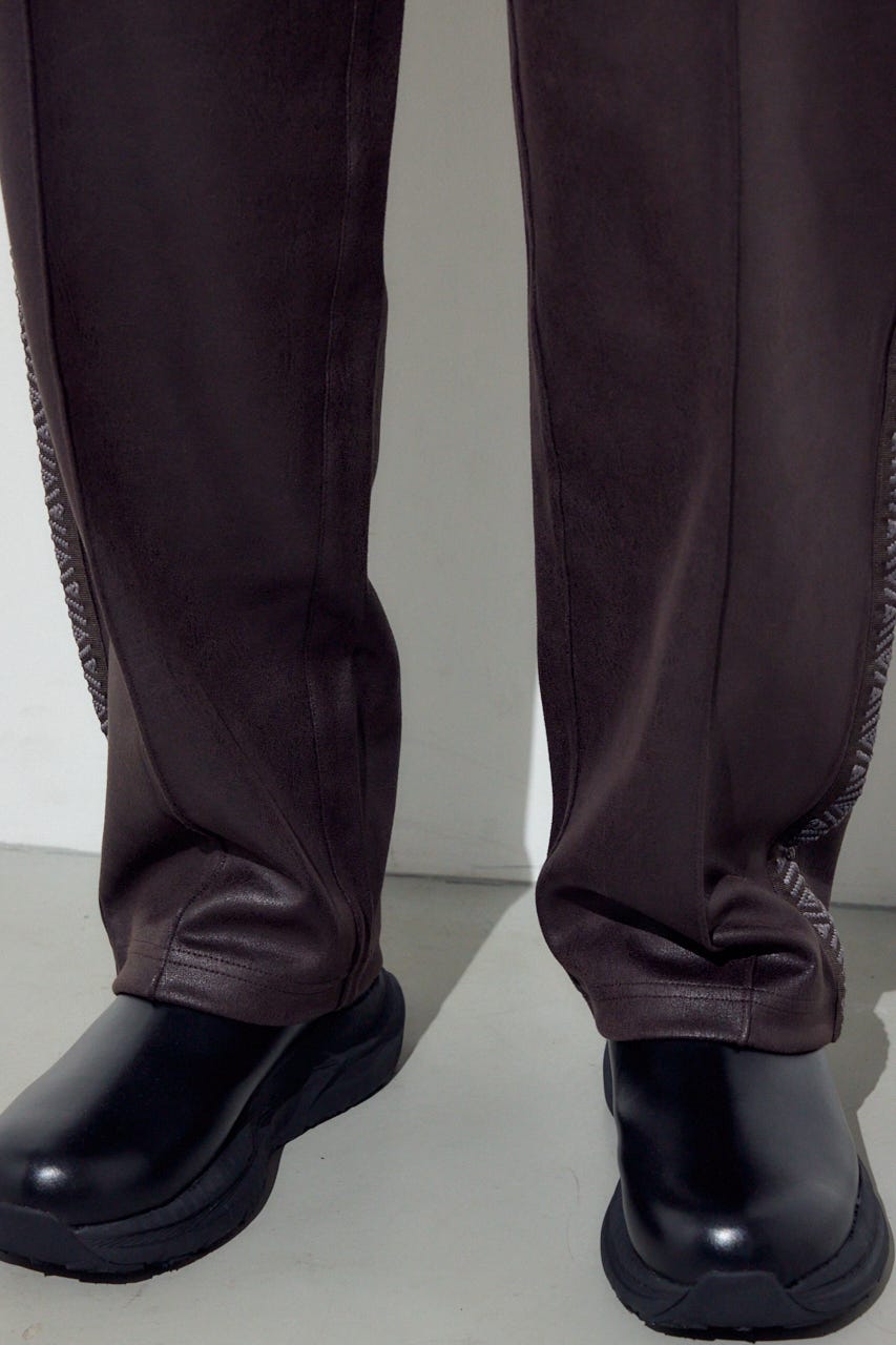 フェイクレザーラインパンツ BRN L