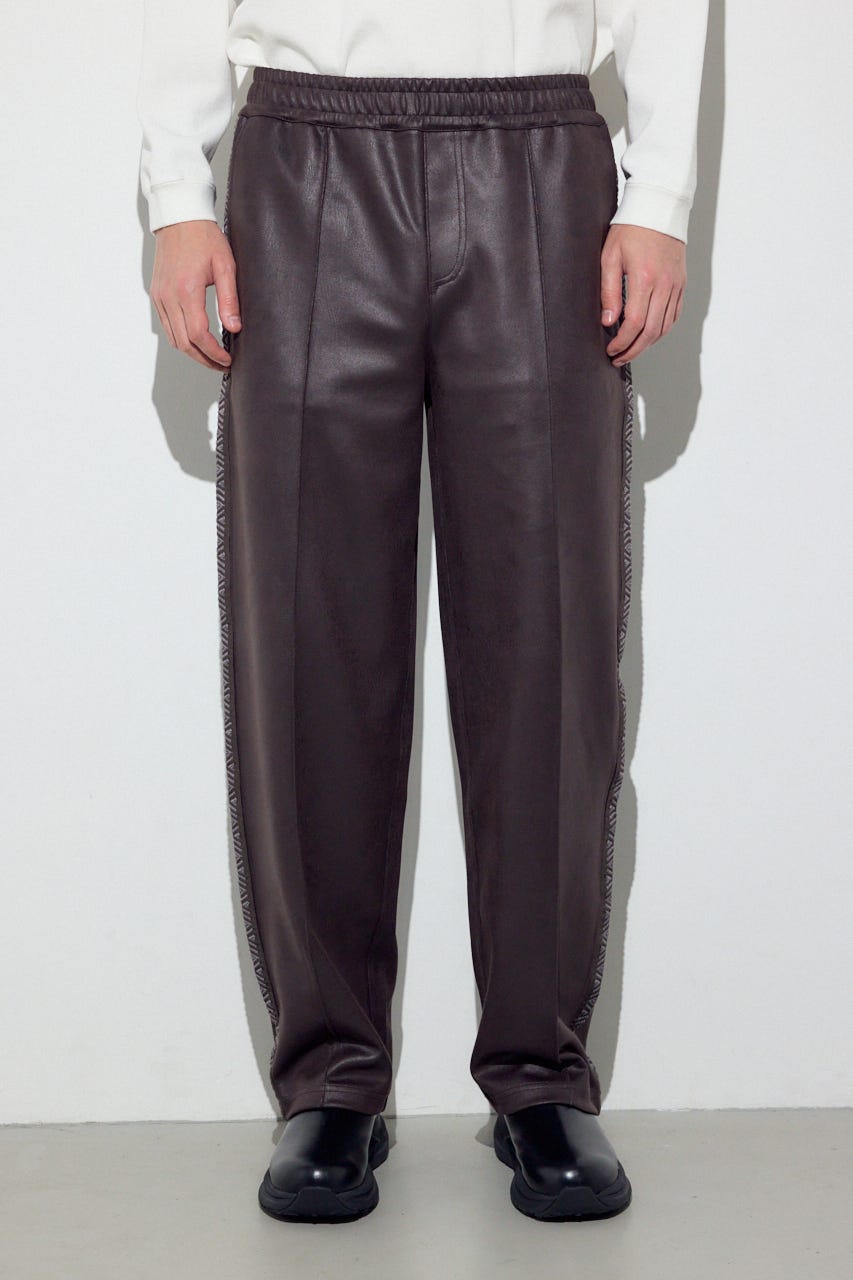 フェイクレザーラインパンツ BRN L