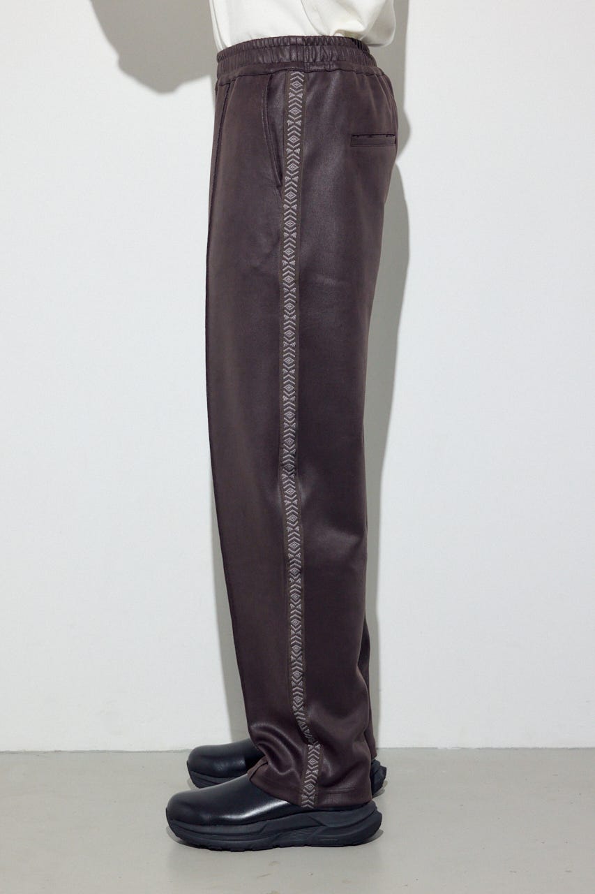 フェイクレザーラインパンツ BRN L