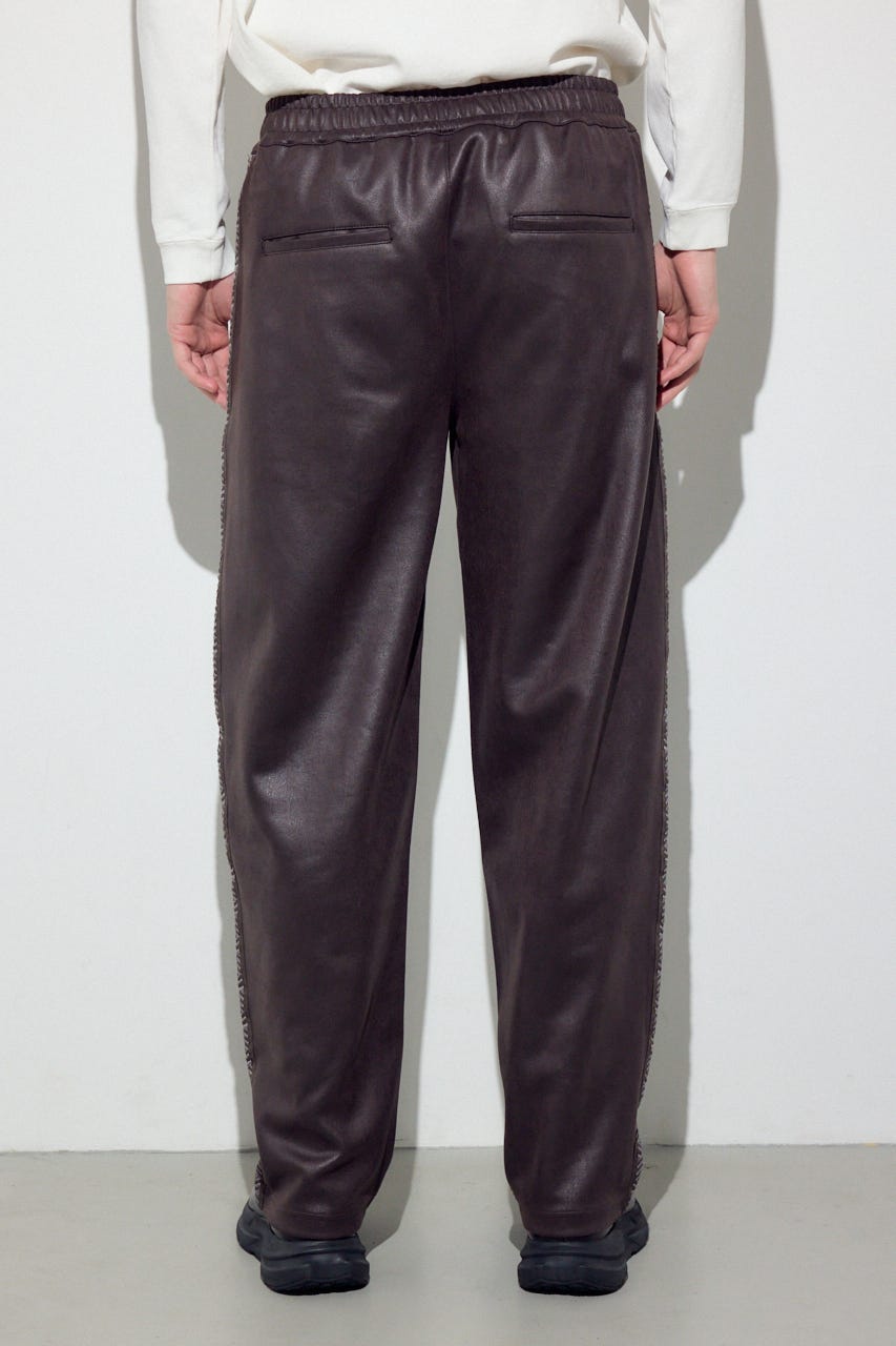 フェイクレザーラインパンツ BRN L