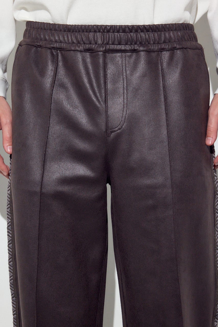 フェイクレザーラインパンツ BRN L