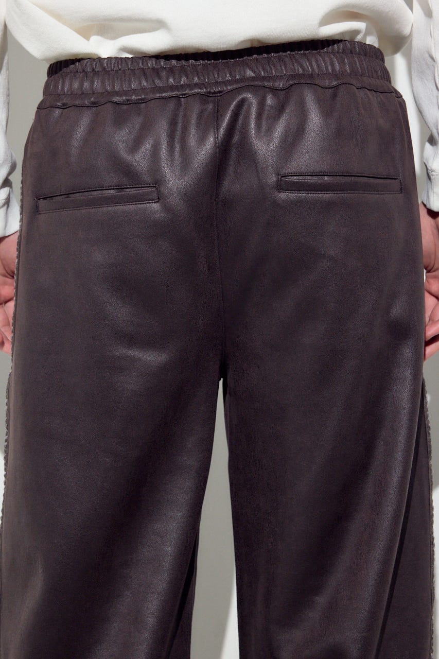 フェイクレザーラインパンツ BRN L