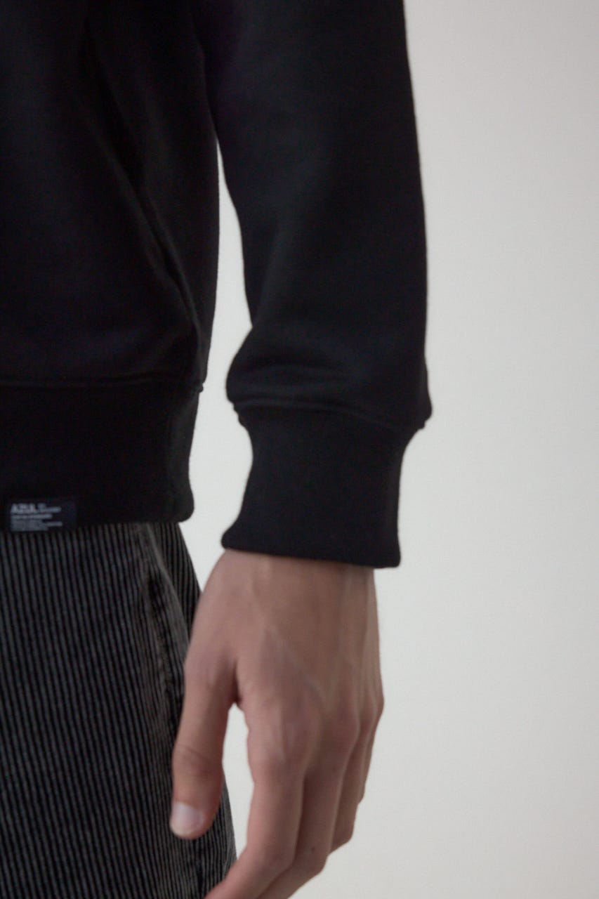 筆記体バックプリント裏毛トップス BLK L