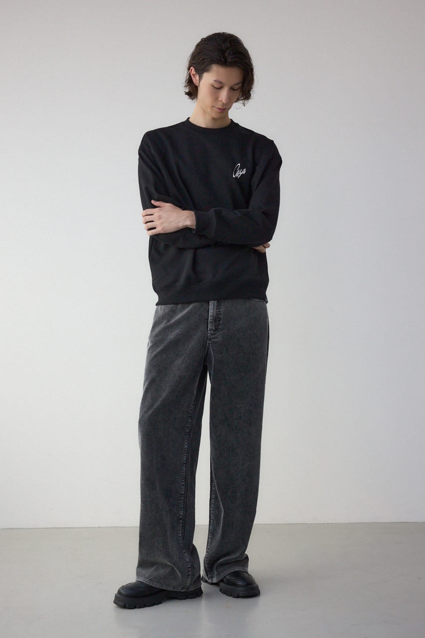 筆記体バックプリント裏毛トップス BLK L