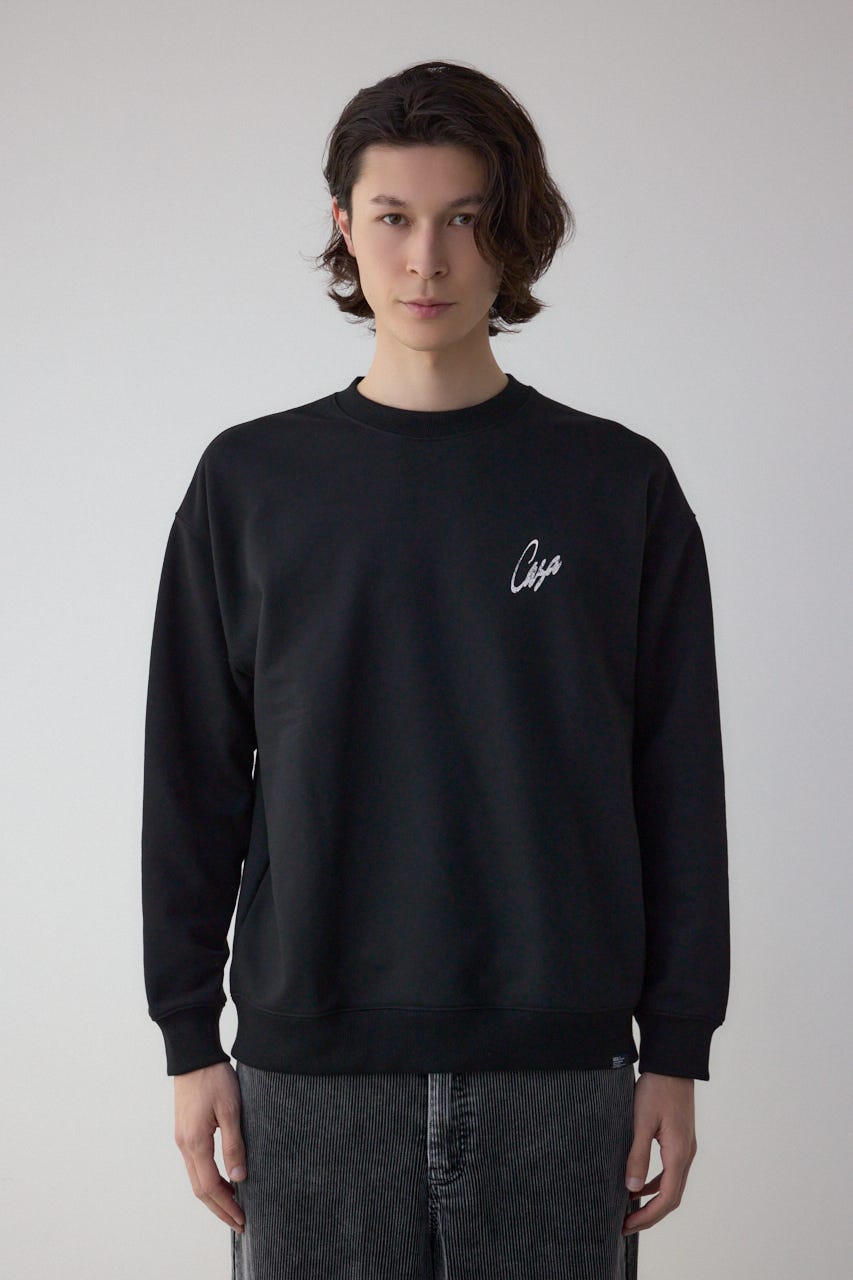 筆記体バックプリント裏毛トップス BLK L