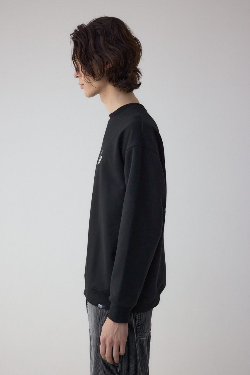 筆記体バックプリント裏毛トップス BLK L