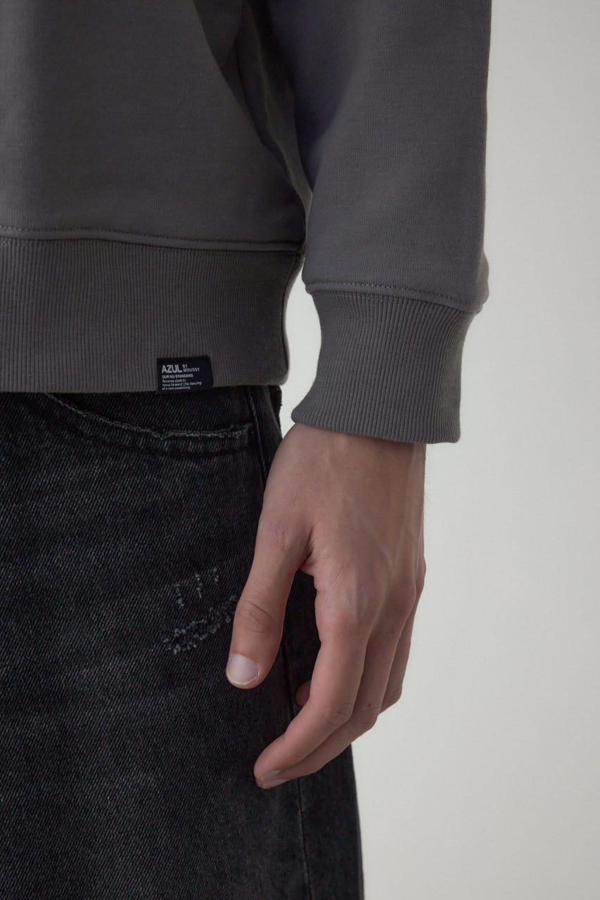 筆記体バックプリント裏毛トップス GRY M