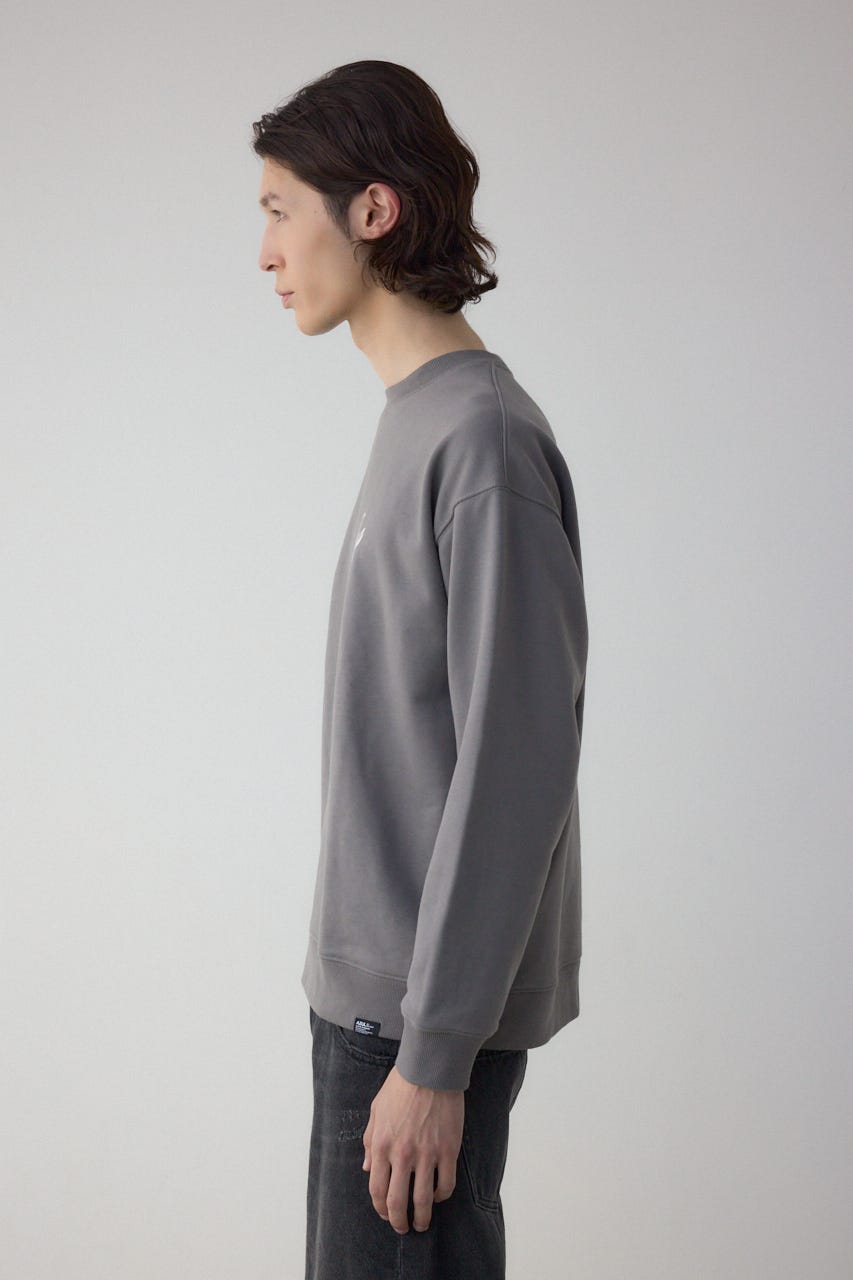 筆記体バックプリント裏毛トップス GRY M