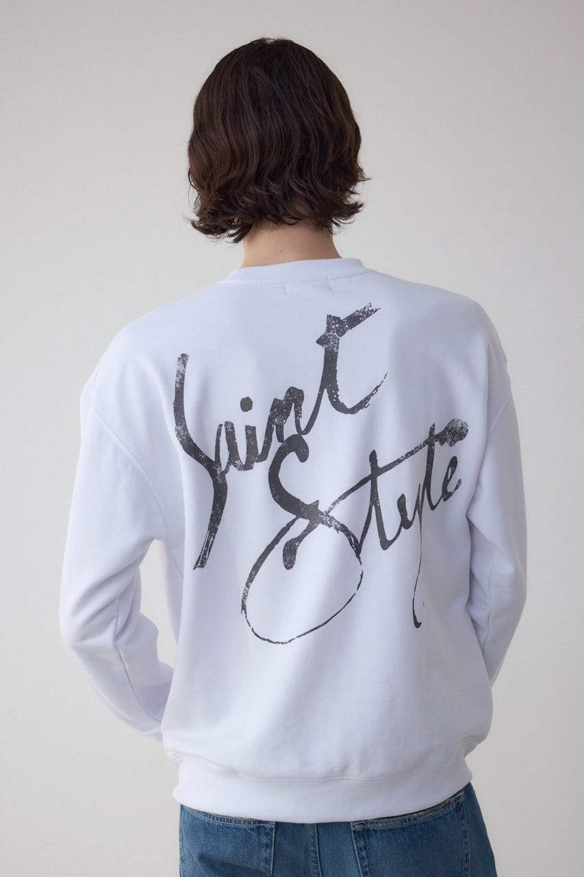 筆記体バックプリント裏毛トップス WHT M