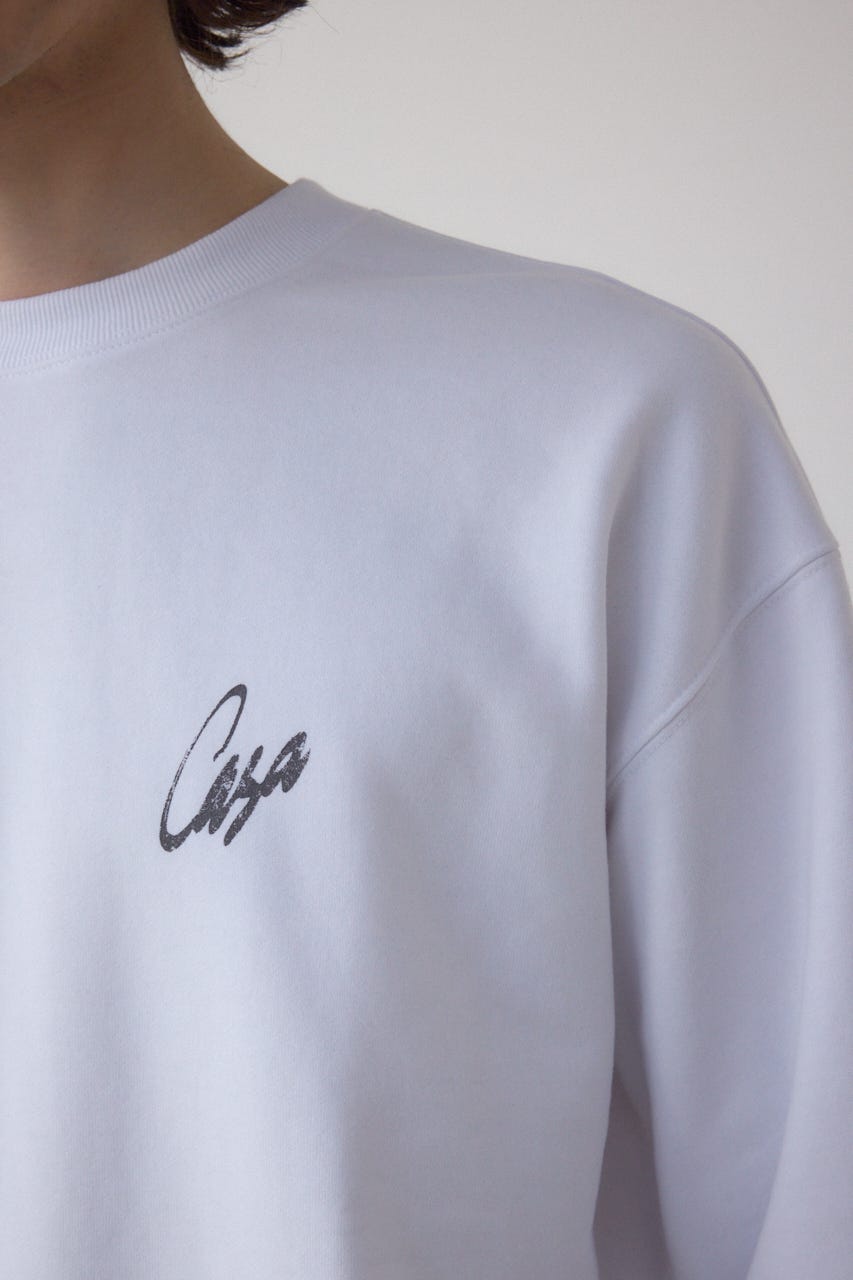 筆記体バックプリント裏毛トップス WHT M