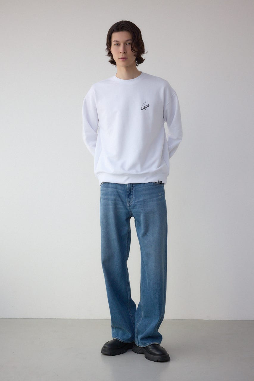 筆記体バックプリント裏毛トップス WHT M