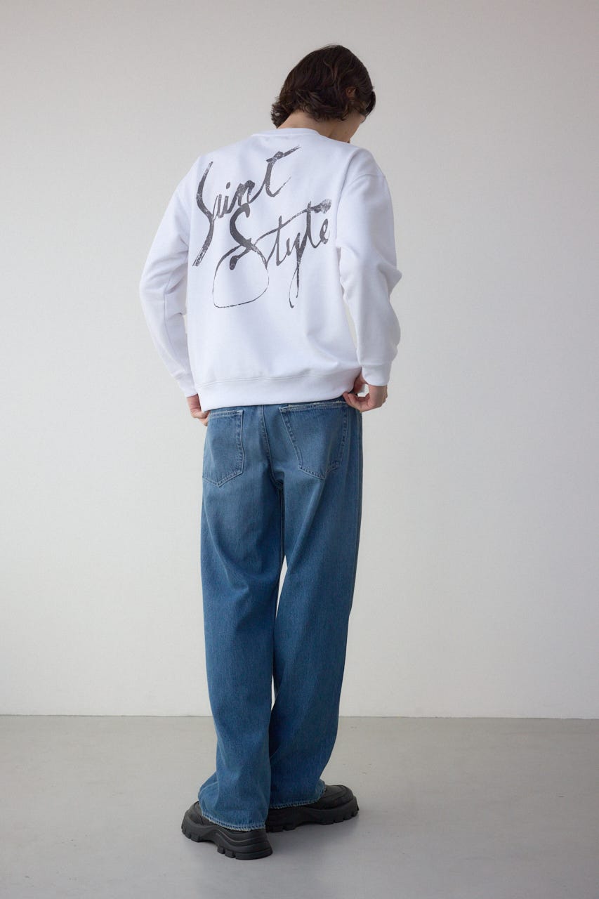 筆記体バックプリント裏毛トップス WHT M