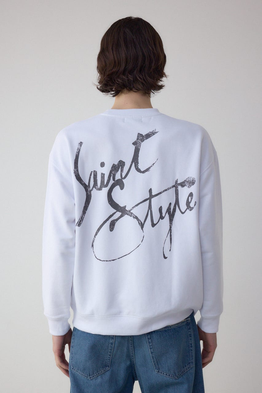 筆記体バックプリント裏毛トップス WHT M