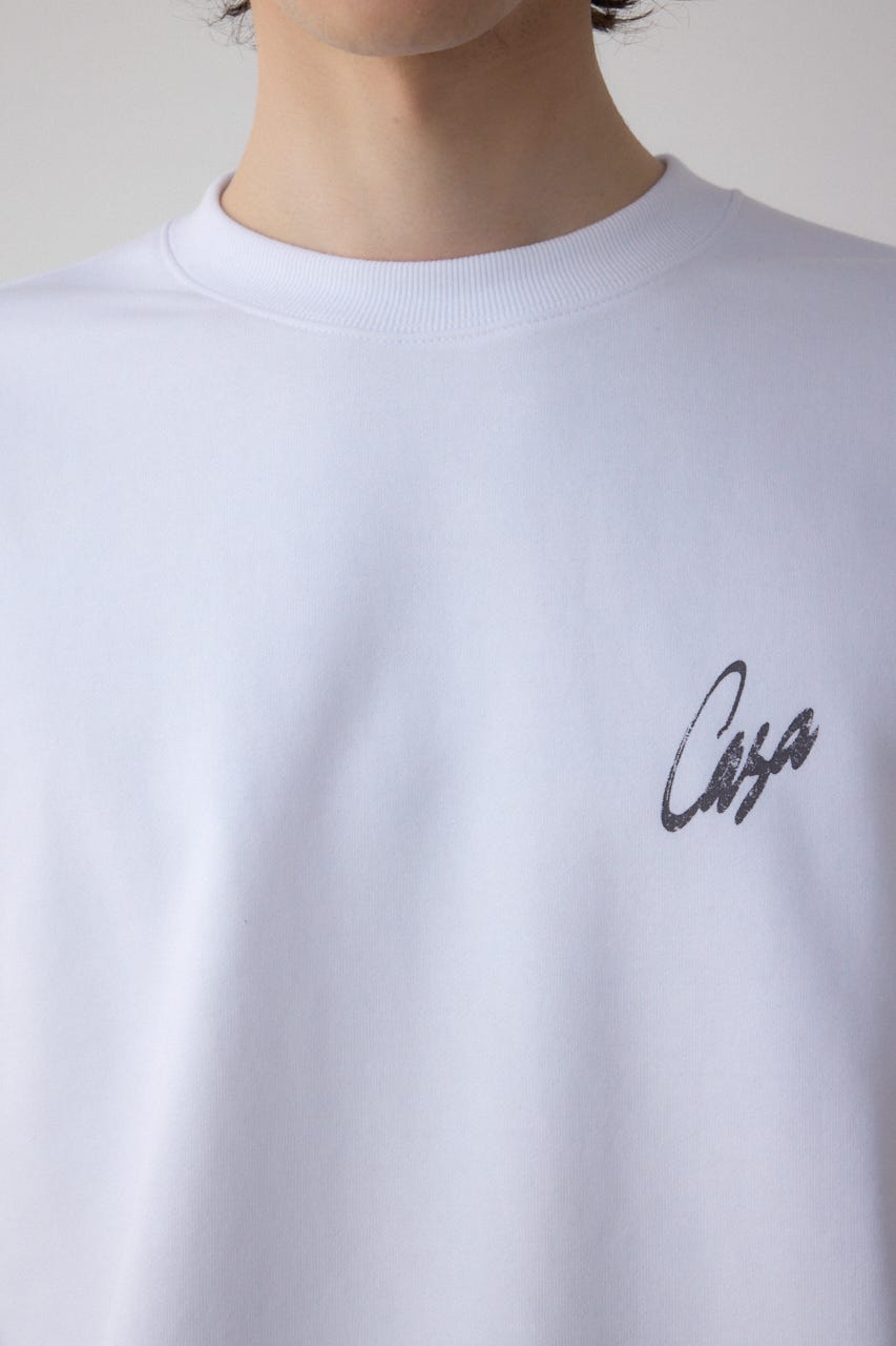 筆記体バックプリント裏毛トップス WHT M