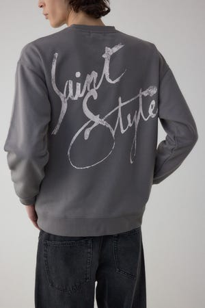 筆記体バックプリント裏毛トップス