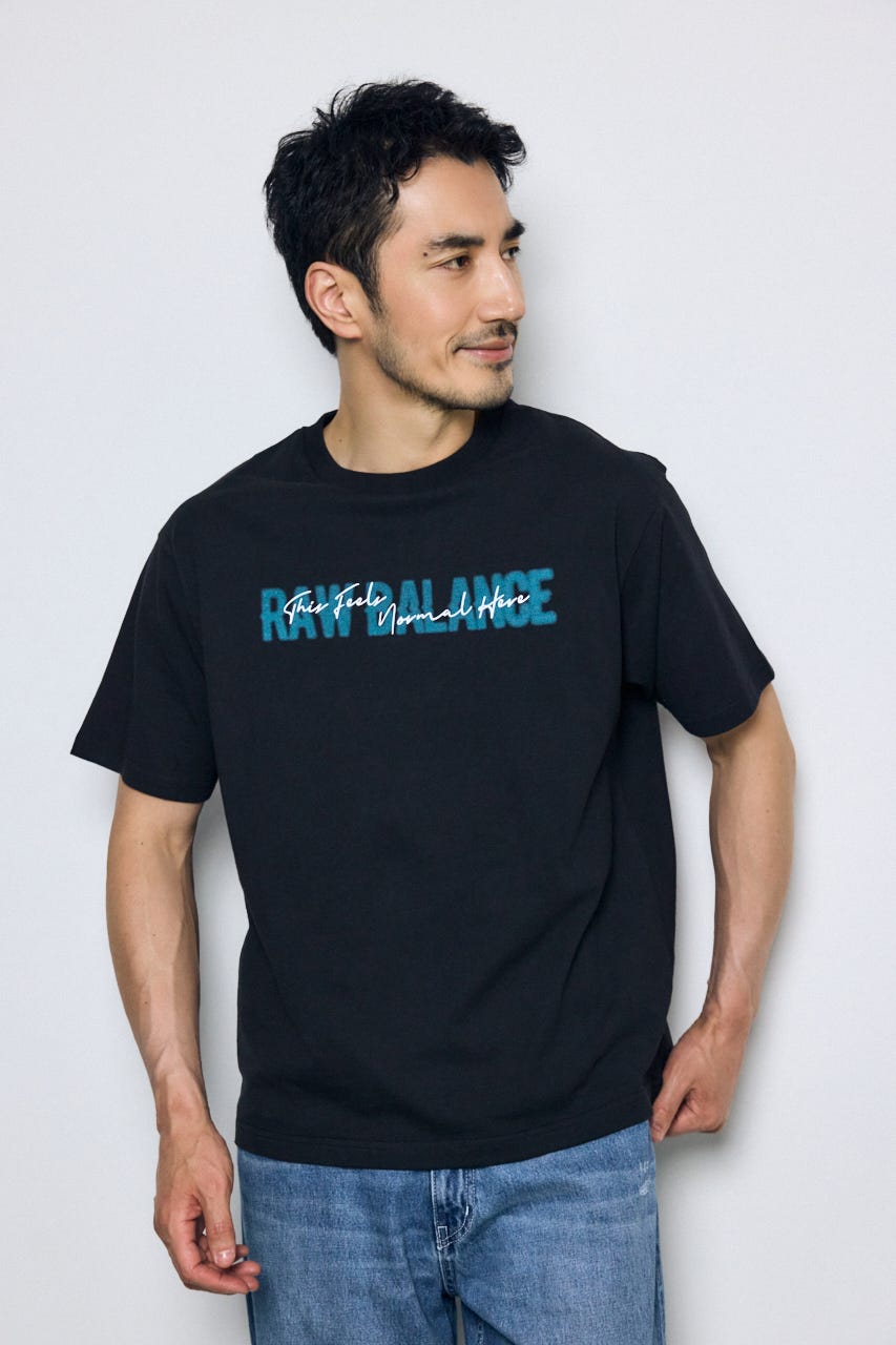 ダブルロゴプリントTEE BLK M