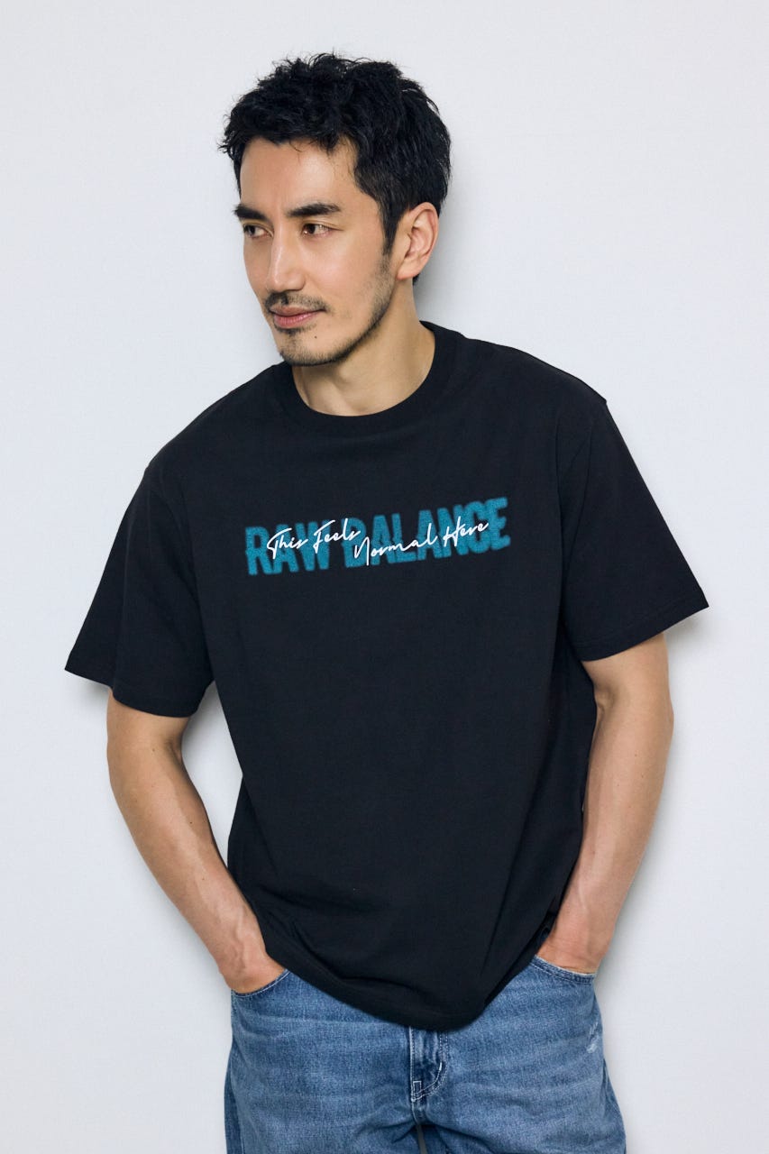 ダブルロゴプリントTEE BLK M
