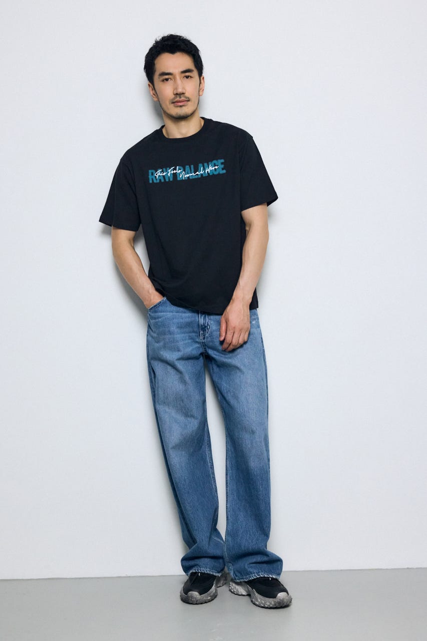ダブルロゴプリントTEE BLK M
