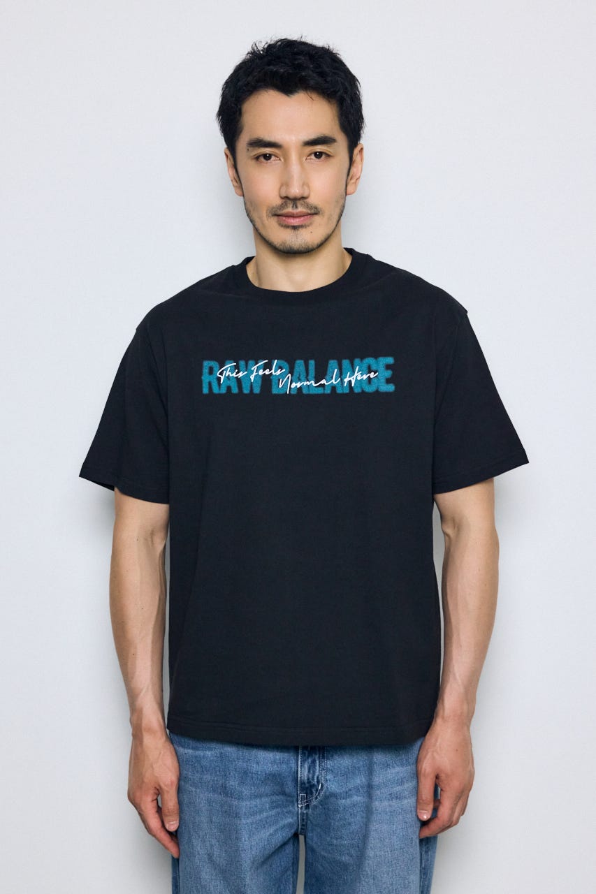 ダブルロゴプリントTEE BLK M