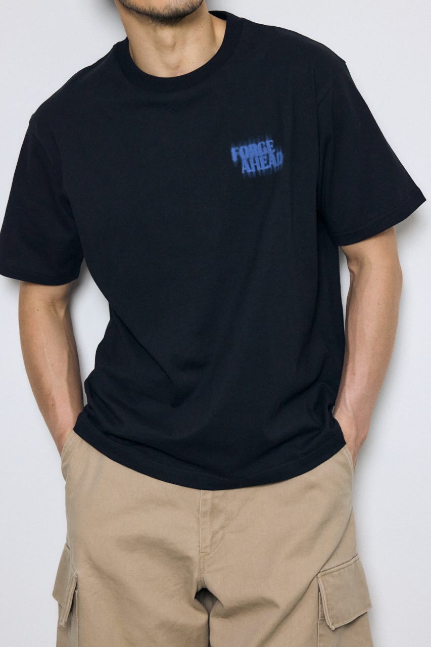 ぼかしバックプリントTEE BLK L