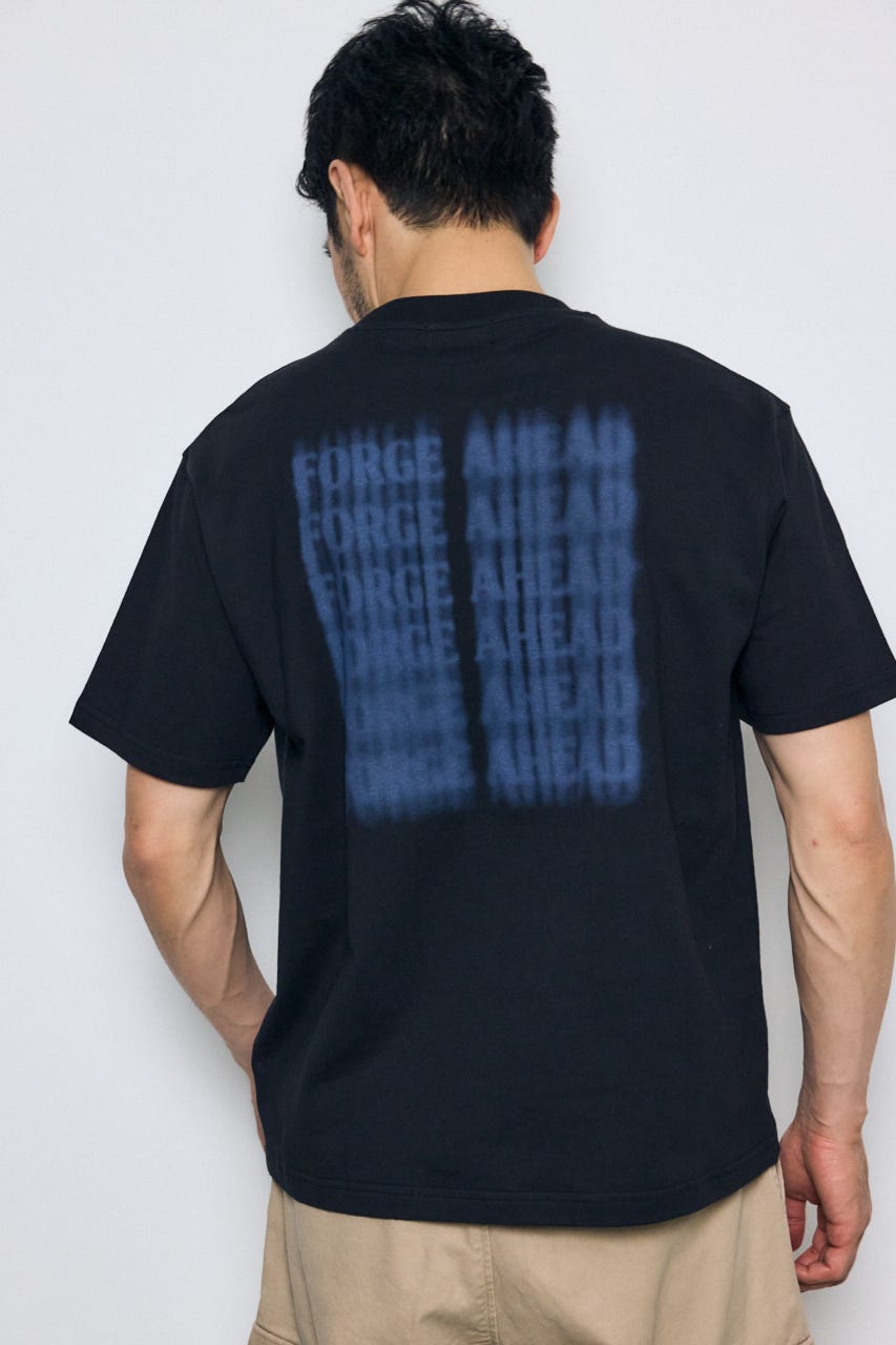 ぼかしバックプリントTEE BLK L